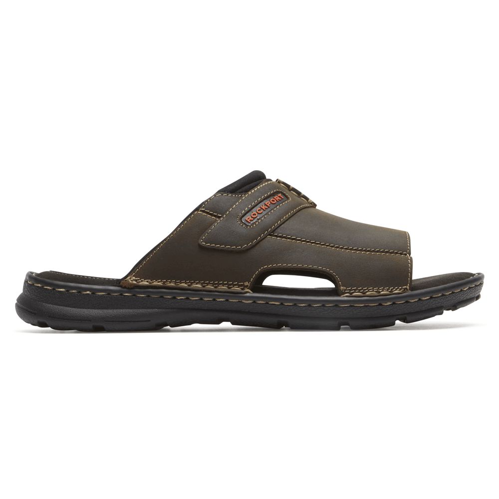 Rockport Men's Darwyn 2 Slide Slides - Brown - USA (5621IKTNE)